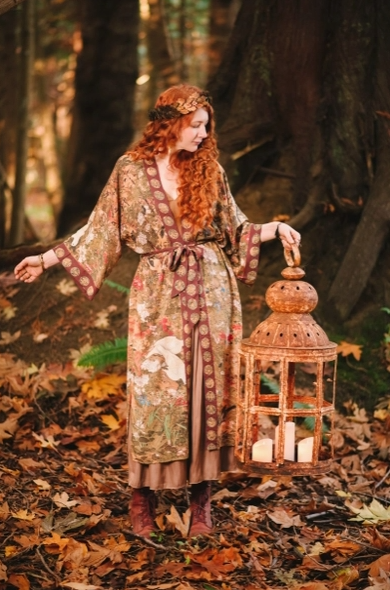 Dream Weaver Opera Duster Kimono Robe w/ Zodiac Signs