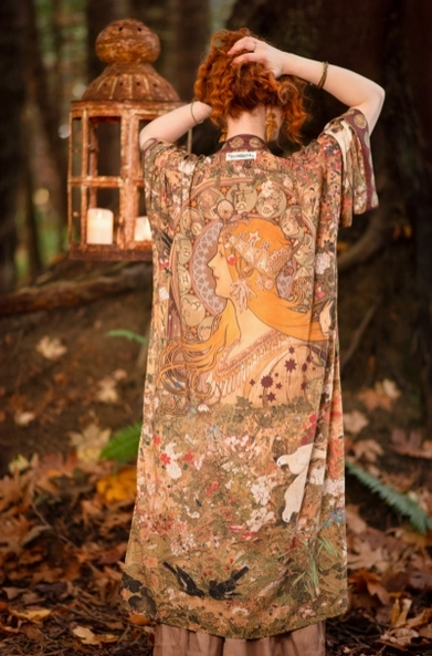Dream Weaver Opera Duster Kimono Robe w/ Zodiac Signs