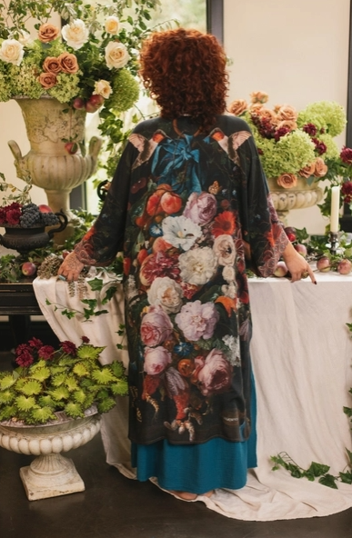 Flight of Fancy Opera Duster Kimono Robe Hummingbird Print OSFM
